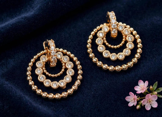 Aura Triple Circle Studs - Rosegold | Tarnish-Free CZ Huggies