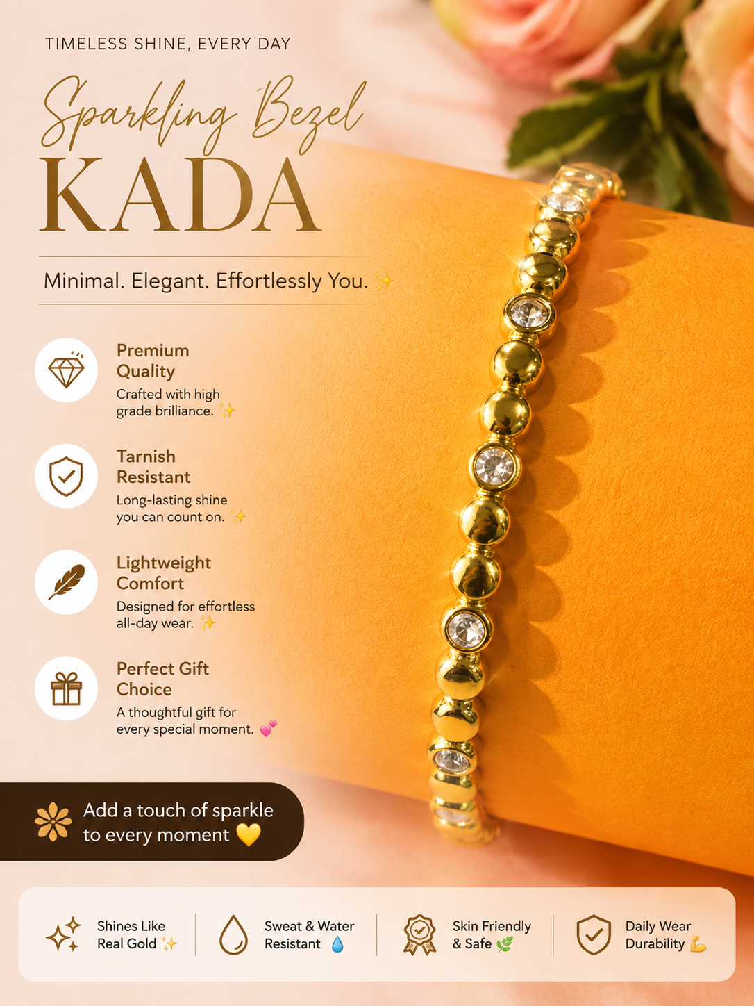 Golden Glow Crystal Bead Bracelet