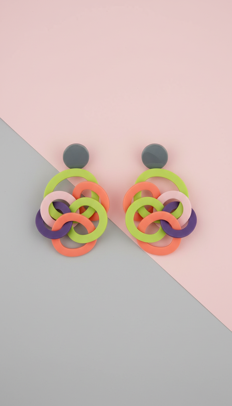Oversized resin hoop earrings in vibrant coral
