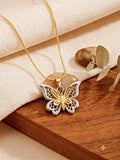 Elegant Two-Tone Butterfly Pendant Necklace | 316L Stainless Steel | Gold & Silver Minimalist Necklace for Women