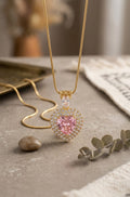 Blush Heart Halo Pendant Necklace