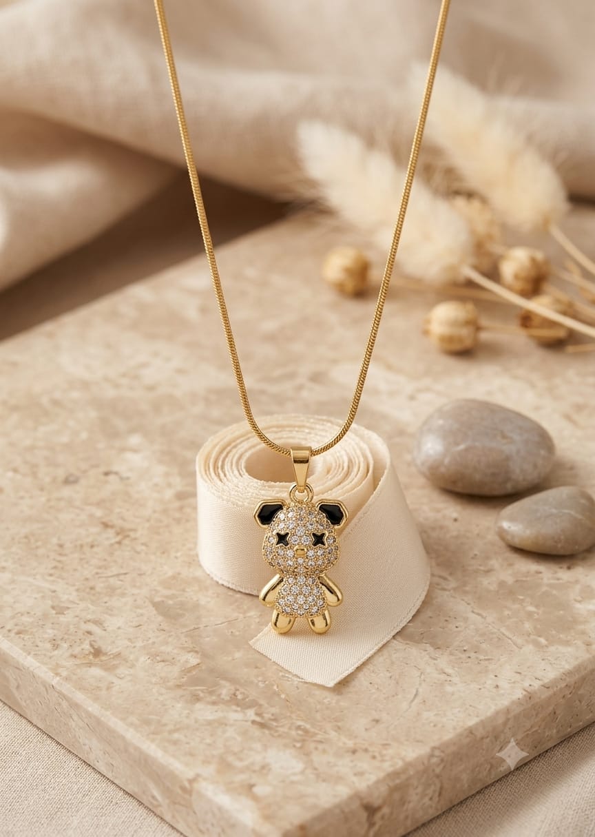 Cute Panda Crystal Pendant Necklace