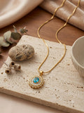 Azure Halo Crystal Pendant Necklace / Ocean Bloom Crystal Necklace