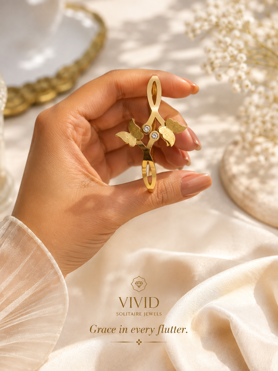 Flutter Grace – Gold Butterfly Bracelet