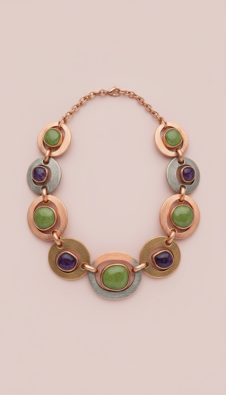Chunky mixed-metal necklace with layered links
