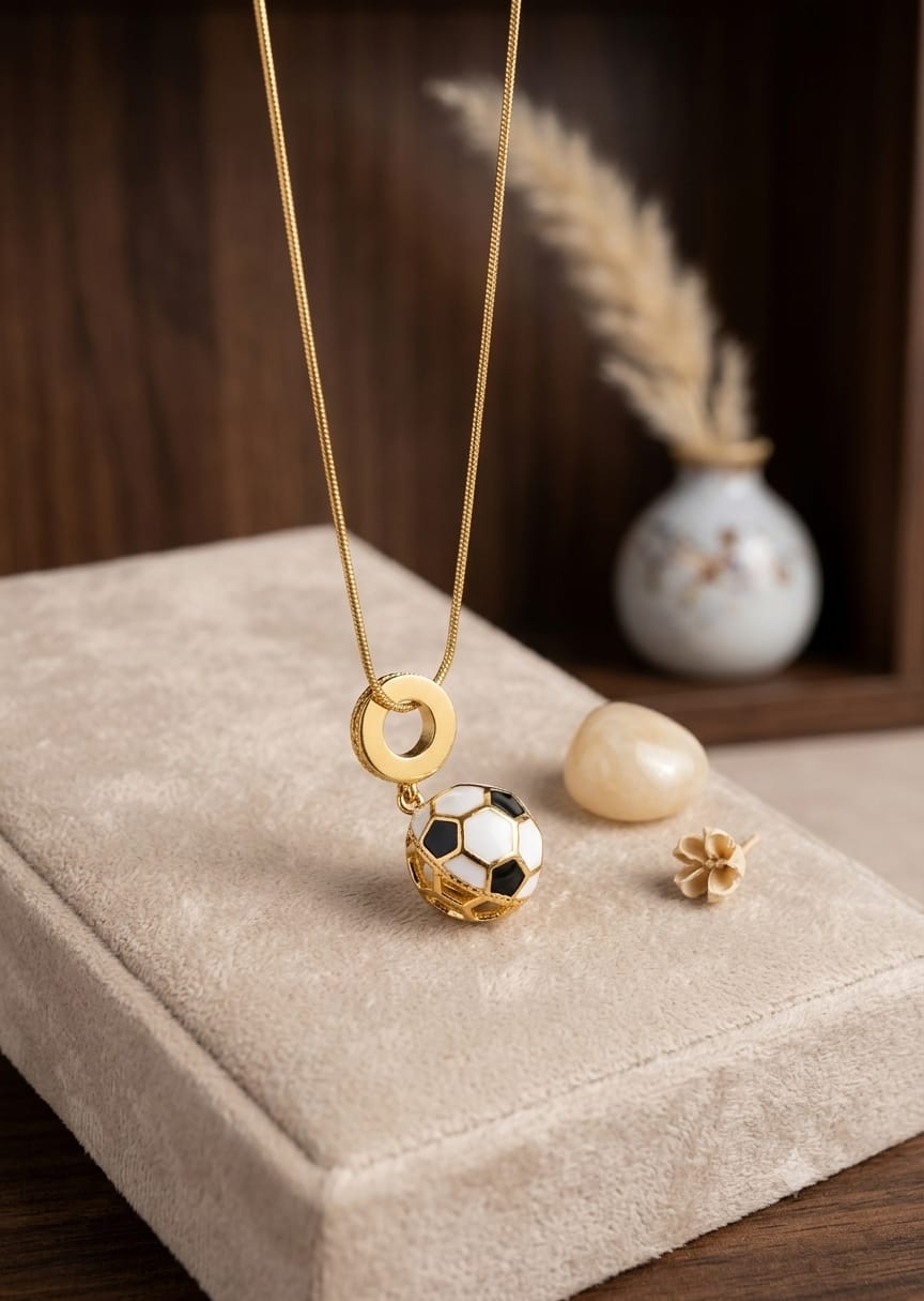 Elegant Football Charm Pendant Necklace