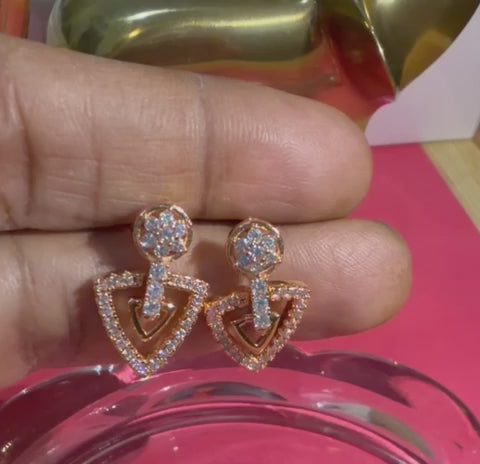 Aria Rose Gold Triangular Diamond Stud Earrings