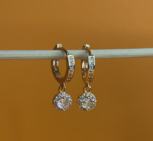 Luna Halo Drop Huggies - Rosegold Tarnish-Free | CZ