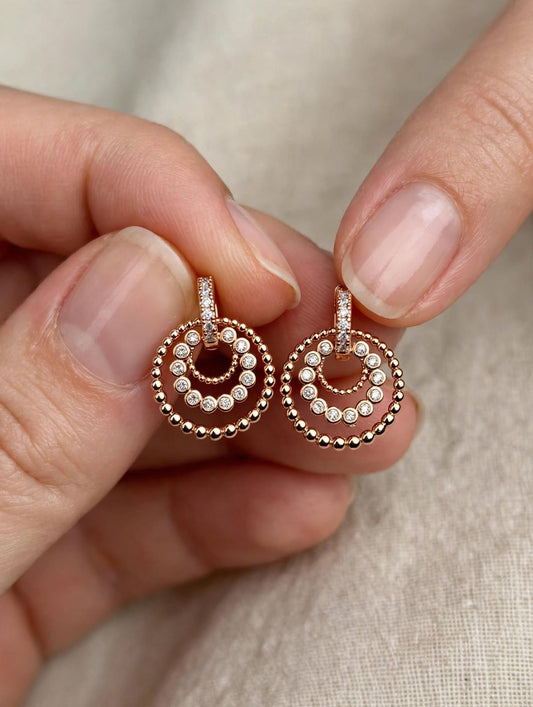 Aura Triple Circle Studs - Rosegold | Tarnish-Free CZ Huggies